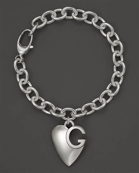 gucci charm bracelet|Gucci sterling silver heart bracelet.